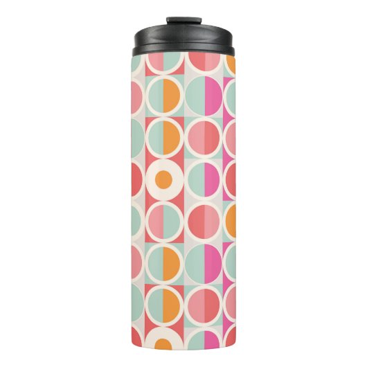 rosa Orange Blaues geometrisches Muster Thermosbecher (Vorderseite)