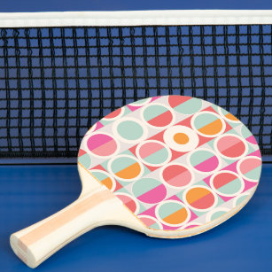 rosa Orange Blaues geometrisches Muster Tischtennis Schläger
