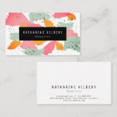 Rosa Orange Blue Abstrakt Painting Business Card Visitenkarte (Vorne/Hinten)