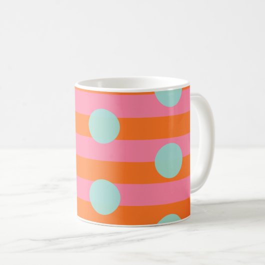Rosa Orange Blue Ringer Combo-Tasse Kaffeetasse (VorderseiteRechts)