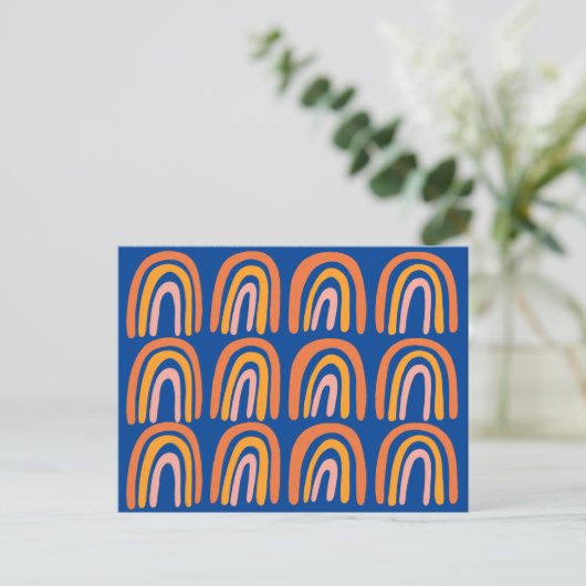 Rosa Orange Blue Sweet Rainbow Pattern Postkarte (Stehend Vorderseite)