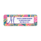 Rosa Orange Blume Blätter Aquarellfarben Monogramm (Vorne)