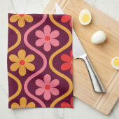 Rosa Orange-Blume im Retro-Ogee-Muster Geschirrtuch (Viertel Falte)