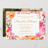 Rosa Orange Blume Kinderdusche Foto Einladung (Vorne/Hinten)