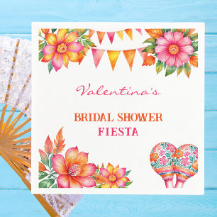 Rosa Orange Blumen Mexikanische Fiesta Brautparty Serviette