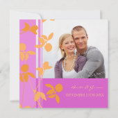 Rosa orange BlumenFoto-Hochzeits-Einladungs-Karten Einladung (Rückseite)