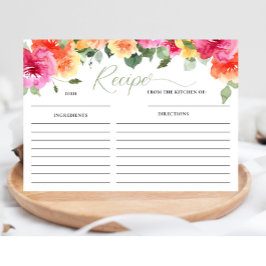 Rosa orange-Brautparty-Rezept-Karte Begleitkarte