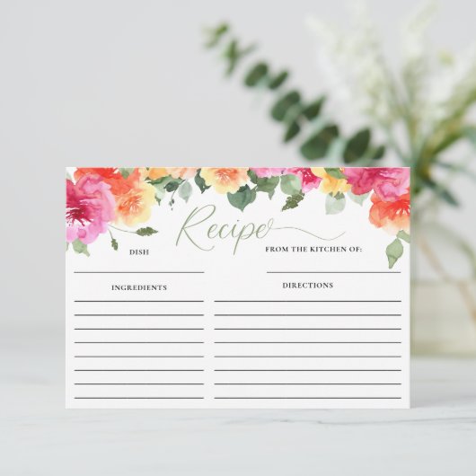 Rosa orange-Brautparty-Rezept-Karte Begleitkarte (Stehend Vorderseite)