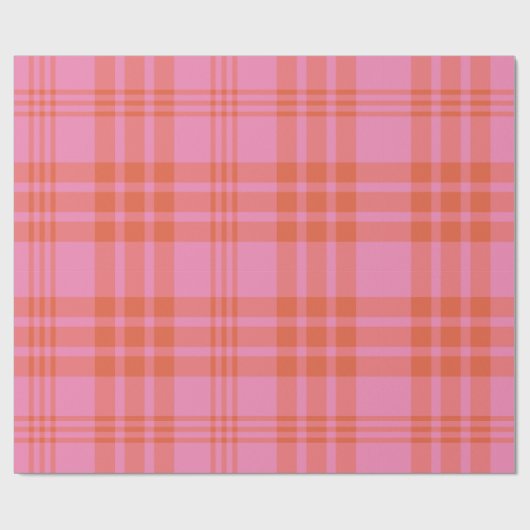 Rosa Orange Checked Kariert Gingham Geschenkpapier (Flach)