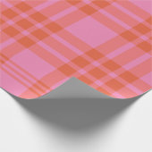 Rosa Orange Checked Kariert Gingham Geschenkpapier (Ecke)
