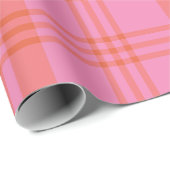 Rosa Orange Checked Kariert Gingham Geschenkpapier (Rolleneckpunkt)
