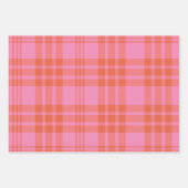 Rosa Orange Checked Kariert Gingham Geschenkpapier Set (Vorderseite 2)