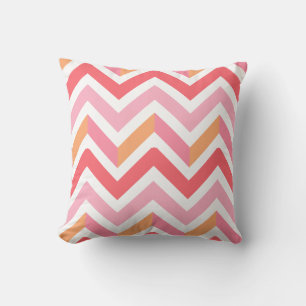 Rosa Orange Chevron Geometrisch Moderne Sommer Kissen