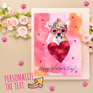 Rosa Orange Chihuahua Valentinstag Geschenk Hund Feiertagspostkarte