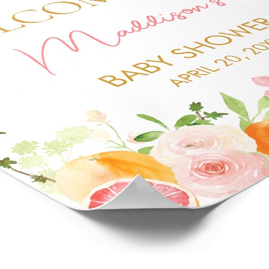 Rosa Orange Citrus Willkommen Poster (Ecke)