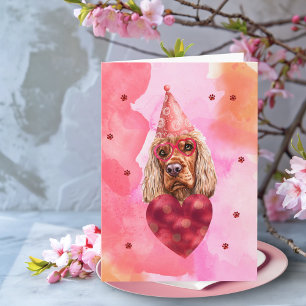 Rosa Orange Cocker Spaniel Valentinstag Geschenk H Karte