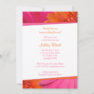 Rosa Orange Daisy Wedding Bridal Dusche Einladung