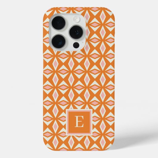 Rosa Orange Diamond Monogram Case-Mate iPhone Hülle (Rückseite)