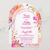 Rosa Orange Elegante Blumenform Hochzeit Einladung (Vorne/Hinten)