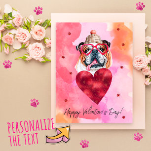 Rosa-orange Englische Bulldogge Valentinstag Gesch Feiertagspostkarte