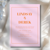 Rosa Orange Fette Schrift Moderne Hochzeit