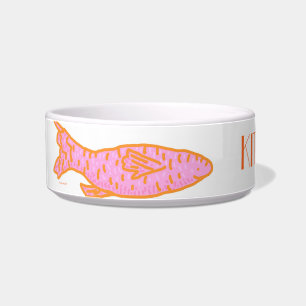 rosa orange fischartige Katzenschüssel Napf