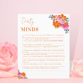 Rosa Orange Floral Dirty Minds Brautparty Game