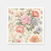 Rosa Orange Floral Napkins Serviette (Vorderseite)