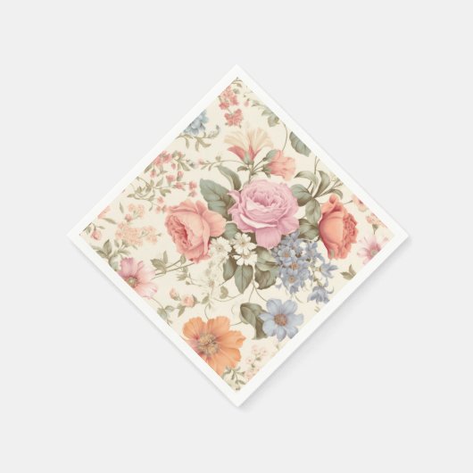 Rosa Orange Floral Napkins Serviette (Ecke)