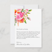 Rosa Orange Floral Wedding Foto Editable Message Dankeskarte (Rückseite)