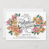 Rosa Orange Florals Handschrift Probe Abendessen Einladung (Vorderseite)