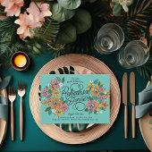 Rosa Orange Florals Handschrift Probe Abendessen Einladung