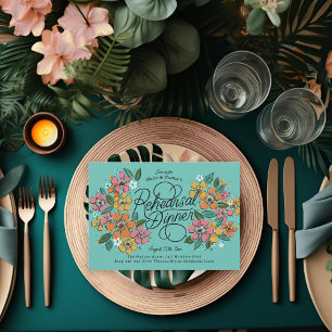 Rosa Orange Florals Handschrift Probe Abendessen Einladung