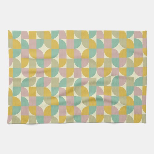 rosa Orange Formen Geometrisches Muster des mittle Geschirrtuch (Horizontal)