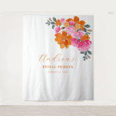 Rosa Orange Foto Stand Brautparty Hintergrund Wandteppich (Vorderseite)