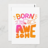 Rosa Orange Geboren Phantastisch Buchstaben Postka Postkarte (Vorne/Hinten)
