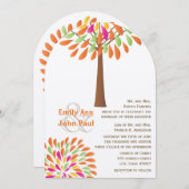 Rosa Orange-Gelb-Grün-Hochzeit Einladung (Vorne/Hinten)