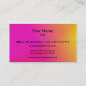 Rosa orange Gelb Ombre Visitenkarte (Rückseite)