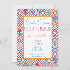 Rosa orange gelbe Aquamarine Decorative Fan-Hochze Einladung