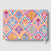 Rosa orange gelbe Aquamarine Decorative Fan-Hochze Gästebuch (Rückseite)