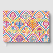 Rosa orange gelbe Aquamarine Decorative Fan-Hochze Gästebuch (Vorderseite)