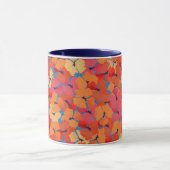 Rosa Orange Gelbe Pupien Muster auf Sky Blue Tasse (Zentrum)