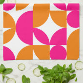 rosa Orange geometrisches Muster des mittleren Jah Geschirrtuch (Gefaltet)