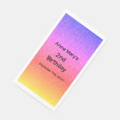 Rosa Orange Glitzer 2. Geburtstag 2. Serviette (Ecke)