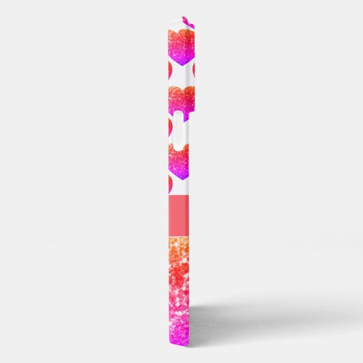 Rosa Orange Glitzer Glitzern Herz-Monogramm iPhone Hülle (Rechte Seite)