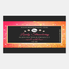 Rosa Orange Glitzer Schwarze Produktmarken mit Log Rechteckiger Aufkleber