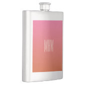 Rosa Orange Gradient, benutzerdefinierter Monogram Flachmann (Rechts)