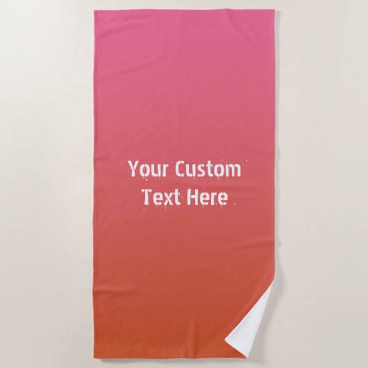 Rosa - Orange Gradient, benutzerdefiniertes Texttü Strandtuch (Vorderseite)