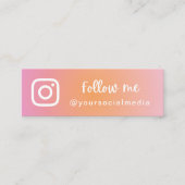 Rosa Orange Gradient folgen QR-Code der sozialen M Mini Visitenkarte (Vorderseite)