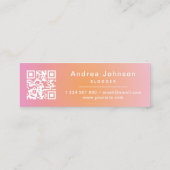 Rosa Orange Gradient folgen QR-Code der sozialen M Mini Visitenkarte (Rückseite)